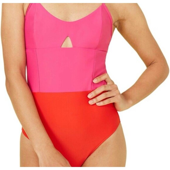 Summer salt THE SWAN DIVE ONE PIECE SWIMSUIT Black & White Women's Sz 12 New - Picture 2 of 8